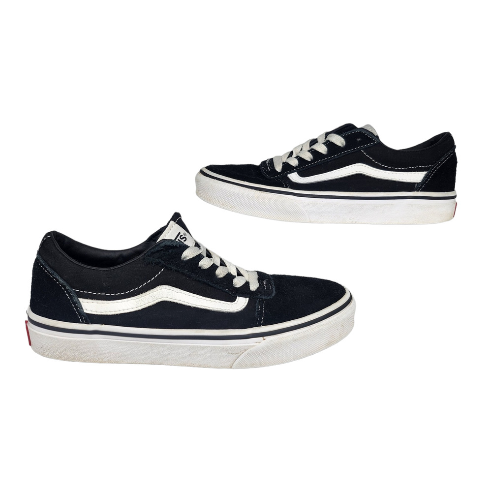 Vans Old Skool Shoes Youth 4 Black White Low Tops Skater Skateboarding Suede